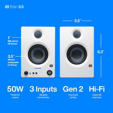 Активна акустика PreSonus Eris 3.5BT Gen 2 біла - 3.5