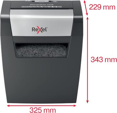 Шредер Rexel Momentum X308: безпечний знищення документів, P3, 9 A4, 15л, чорний