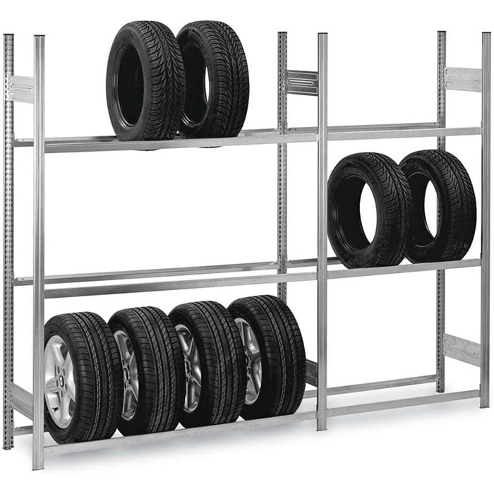 Регулятор для шин PROREGAL | Поличкова стійка | 200x100x40 см | 3 рівня | Макс. навантаження 150 кг | Оцинкована сталь | Стійка для шин у гараж