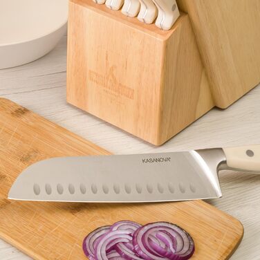 Набір кухонних ножів Kasanova з дерев'яним бруском: 11 ножів, ножиці, точилка - повний набір для кухні