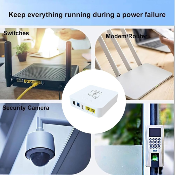 Mini UPS з внутрішньою батареєю високої ємності: 5V/9V/12V/PoE виходи для роутерів, камер, сигналізації