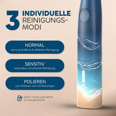 Електрична звукова зубна щітка happybrush® Eco Vibe 3+ – Чорний (Ocean) – Комплект з насадками, 2 роки гарантії