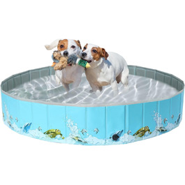 Басейн для собак COMSLE для великих маленьких собак, складаний басейн для собак 80/120/160 см, портативний та екологічно чистий басейн для собак з ПВХ, океан