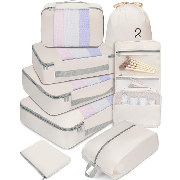 Набір органайзерів для подорожей BAGAIL з пакувальних кубів (10 шт), різні розміри для ручної поклажі та валізи, рожевий