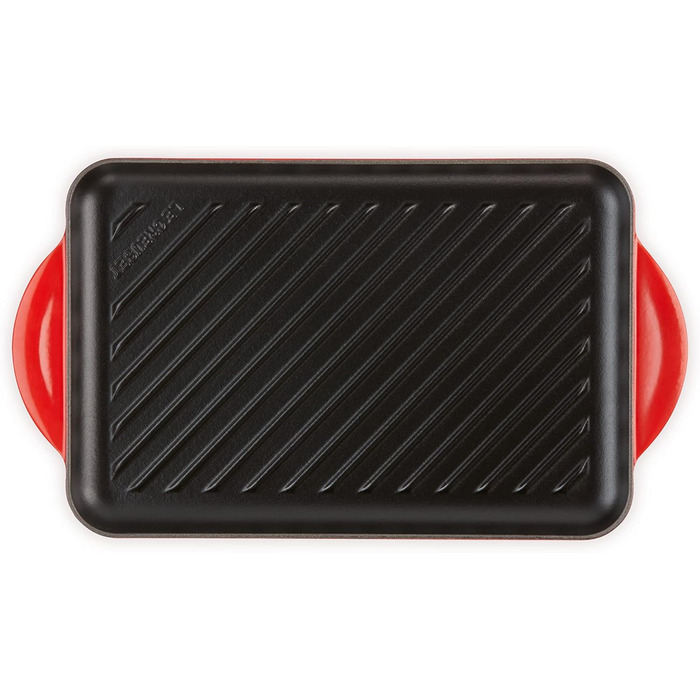 LE CREUSET Гриль-пательня прямокутна чавунна, 33 см, Червона, для всіх плит (індукція)