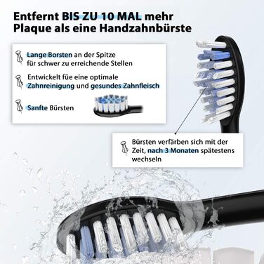 Електрична зубна щітка Tristan Auron – 55 000 вібрацій, 5 режимів, 60 днів роботи від акумулятора, компактна та тиха, з 2 насадками, для делікатного очищення зубів (червона) (Z - Bürstenköpfe)