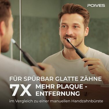 Електрична зубна щітка POIVES P1 Pro з датчиком тиску, 72000 рухів, 4 роки гарантії, 111 днів без ризику, тривалий час роботи, колір: Midnight Blue