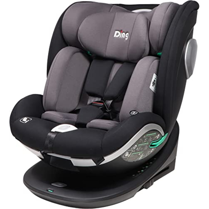 Дитяче автокрісло Ding Mace i-Size 0-36 кг з основою Isofix, обертається на 360 градусів, чорний/сірий DI-111917