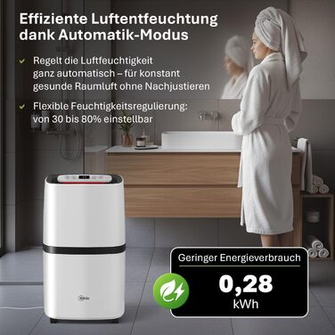 Електричний осушувач повітря AEF2000 - 20 л/день, до 30 м², тихий, з автовимкненням, гігростатом та сенсорним дисплеєм. Ідеально для спальні та ванної кімнати