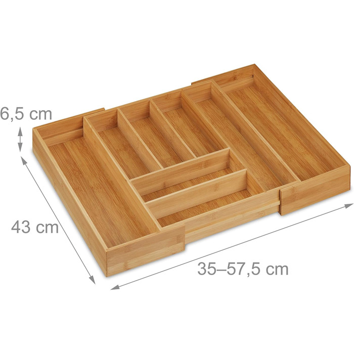 Бамбукова підставка для столових приборів, висувна, HBT 6,5x57,5x43 см