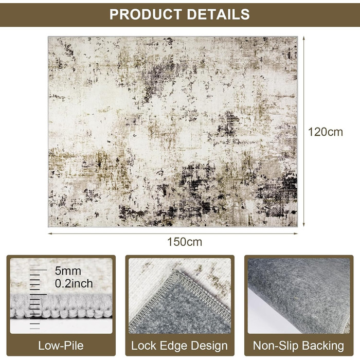 Килимок для підлоги під стілець для твердої підлоги Бохо, килимок для столу, килимок для офісного крісла (120x150 см, Тауп)