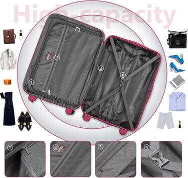 Набір валіз LARVENDER 6 частин з жорсткою обшивкою, легкий ABS, розширюваний, міцний, ручна поклажа, 4 колеса, TSA-замок, з 1 сумкою для одягу та 1 косметичкою, білий/коричневий