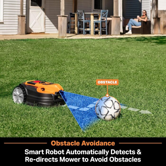 Газонокосарка-робот LawnMaster VBRM18AMIDR без обмежувального дроту для газонів до 500 м², акумулятор 2Ah, оптична навігація, уникнення перешкод, автоматична зарядна станція, функція заборонених зон, WiFi і Bluetooth керування через додаток