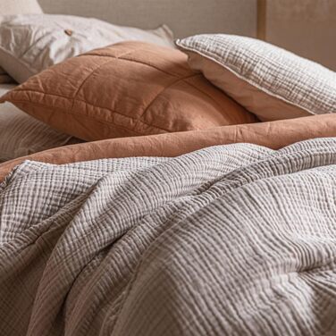 Муслінове покривало Азорське 180x230 см - 100 бавовна - Ідеально підходить в якості покривала Плед м'який плед для односпального і двоспального ліжка - (натуральний, 275 х 265 см)