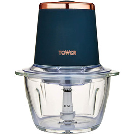 Подрібнювач для салатів Tower Cavaletto T12058MNB, 1 л, 350 Вт, Midnigth Blue & Roségold, для одноразового використання