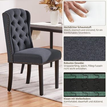 Набір кухонних стільців Yaheetech (6 шт.) з підлокітниками, сірий, до 140 кг