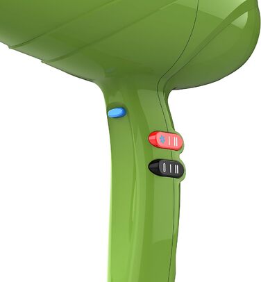 GA.MA Italy Pluma 5500 Endurance Ion: професійний фен з італійським AC-двигуном 2400 Вт, іонізація для блискучого волосся, чорно-зелений