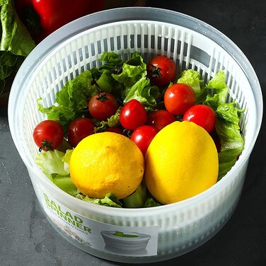 Сушарка для салату з кривошипом (Ø 20 см 3 л), також може використовуватися як салатник і друшляк - можна мити в посудомийній машині