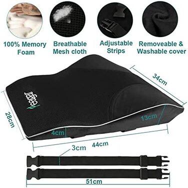 Подушка для спини Feagar для офісного крісла та дивана | Підтримка спини для офісу та дому, чорна