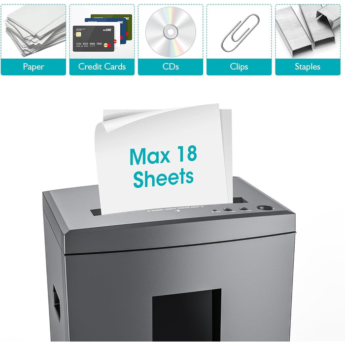 Шредер для паперу WOLVERINE P4 SD9113: 18 листів, знищення CD, тихий, 22 л, сірий