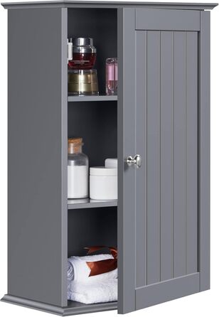 Настінний шкаф Yaheetech з однією дверцятами: для ванної, кухні, медичний, білий, 35x21x55 см