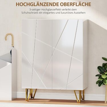 Шафа для взуття HOMCOM з 2 дверцятами, 3 регульовані полиці, на 15-20 пар взуття, 72 x 31,5 x 95 см, білий