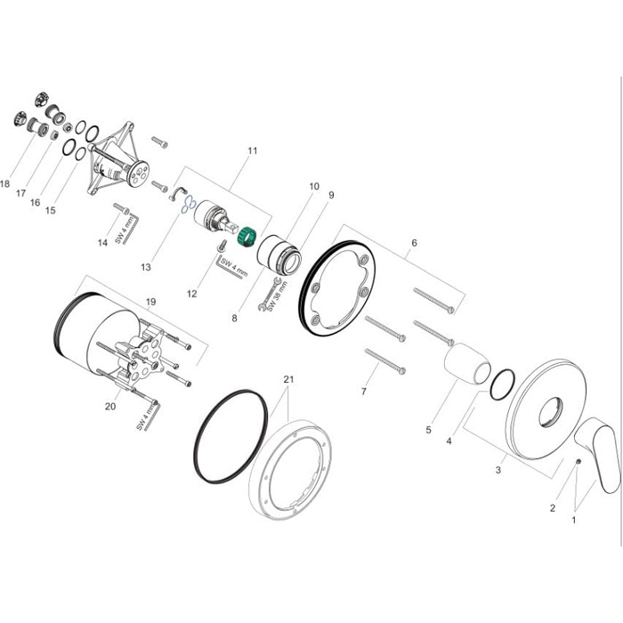 Змішувач для ванни Hansgrohe Vernis Blend накладний на 2 споживачі, однорегульований, довжина виливу 17,1 см, артикул 71440000
