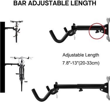 Вузильний тримач велосипеда Настінне кріплення для велосипеда, 2 частини Складний регульований гачок для стіни, гачок для зберігання Тримач велосипеда для гірського велосипеда
