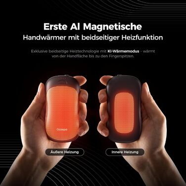 Електричні грілки для рук OCOOPA 2 шт., 10000mAh Powerbank, USB, 4 режими нагріву, до 58°C, для чоловіків, ідеально для гольфу, полювання та кемпінгу, UT3 PRO, чорний