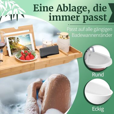 Підставка для ванни з бамбука - велика з розкладним тримачем | Підставка для ванни, столик для сніданку