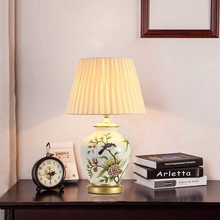 Керамічна настільна лампа Mengjay - настільна лампа, нічник, декоративне освітлення, торшер для читання, вітальня (біла)