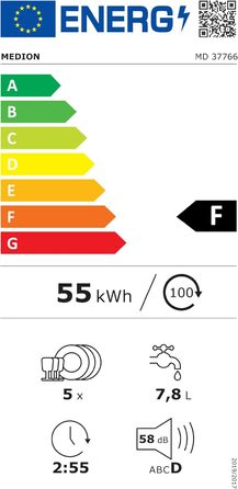 MINI посудомийна машина MEDION DWT51 (біла, зі скляними дверцятами, 5 комплектів посуду, таймер, без підключення до води)