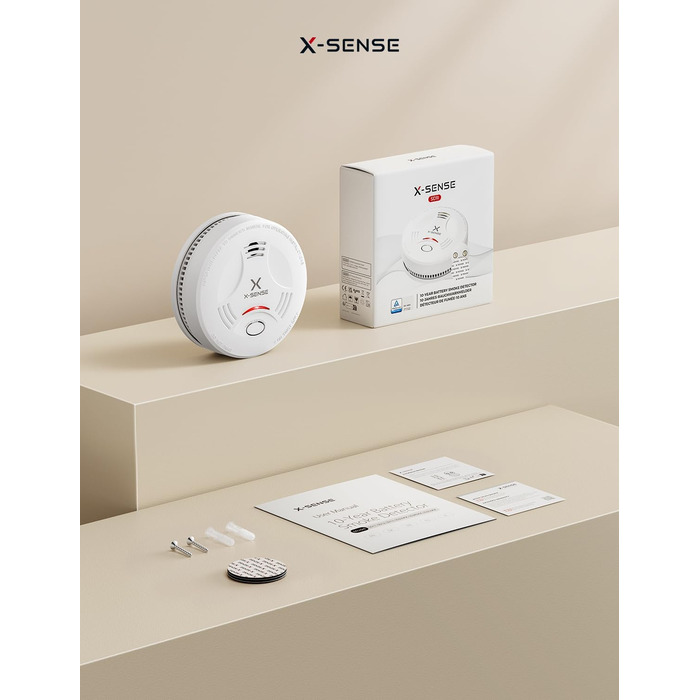 Датчик диму X-Sense з батареєю на 10 років та магнітним кріпленням, 10 шт. (SD11), білий, сертифікований TÜV Rheinland, з функцією вимкнення звуку та самотестування