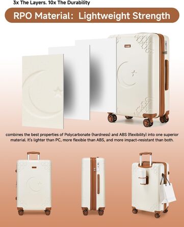 Набір валіз Sea Choice 3 шт. з жорстким корпусом, розширюваний, легкий, з TSA замком, бежевий