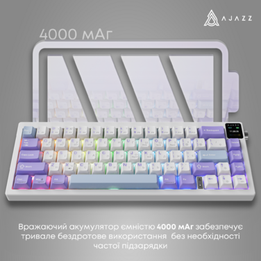 Бездротова механічна клавіатура Ajazz AK650 Flying Fish Switch - Purple (AK650-FF-PWB)