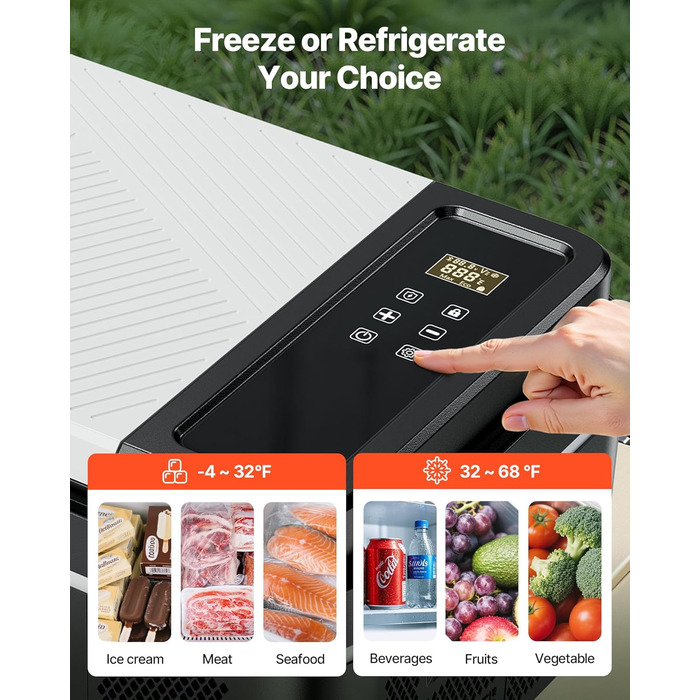 Автомобільний холодильник VEVOR 20л з Wi-Fi, 12/24В DC та 100-240В AC: портативний компресорний автохолодильник для кемпінгу, подорожей, риболовлі