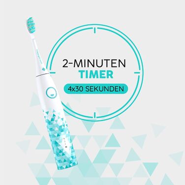 Електрична зубна щітка happybrush Eco VIBE 3 подвійна (чорна/м'ятна та біла/м'ятна) з кейсом для подорожей | 6 тижнів роботи від акумулятора