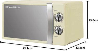Мікрохвильова піч Russell Hobbs RHMM701C Solo, 17 л, 700 Вт, кремовий колір - з таймером, розморожуванням та 5 рівнями потужності