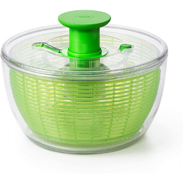 OXO Good Grips Салатниця-центрифуга з ситом та кришкою, зелена – для сушіння салату, велика
