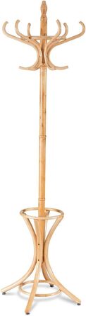 Стійка для одягу GIANTEX з підставкою для парасольки, дерев'яна, 12 гачків, для передпокою/вітальні (натуральний колір)