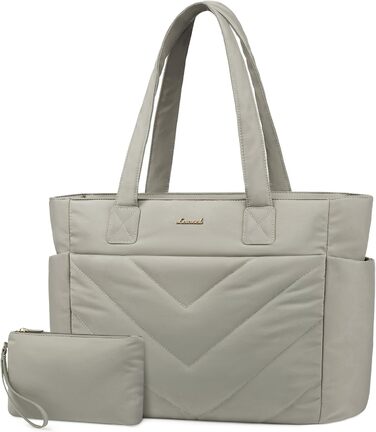 Сумка для ноутбука LOVEVOOK 15.6 дюймів, жіноча, shopper, велика, для роботи, навчання, універсальна, сіра, зелена