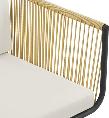 Набір садових меблів Yaheetech з ротангу для балкона: 2 крісла з подушками та стіл зі скляною стільницею, світло-коричневий/кремовий