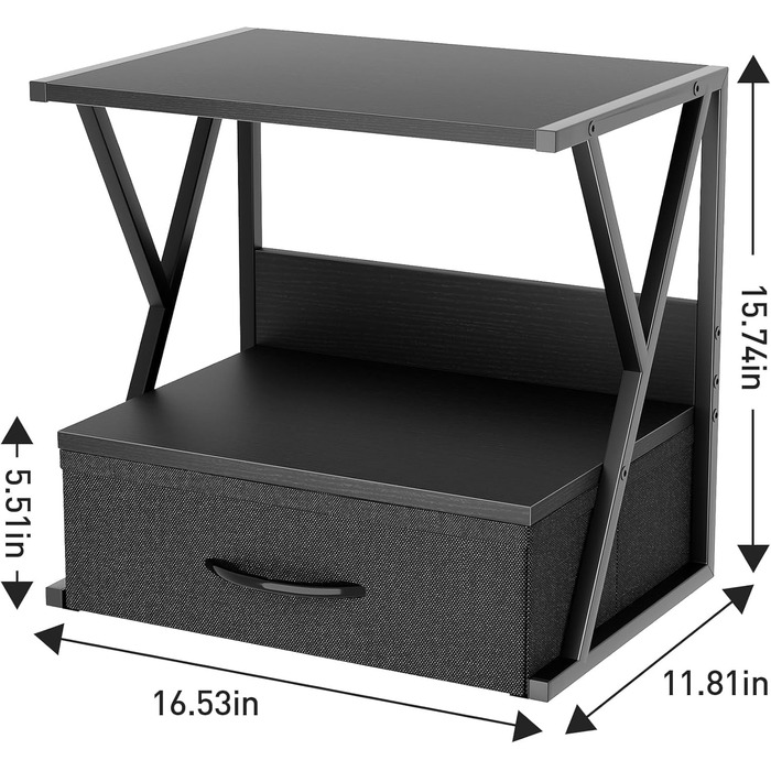 Підставка для принтера з ящиком, стіл-організатор, чорний. Підходить для офісу, дому, школи, копіювальних машин та сканерів
