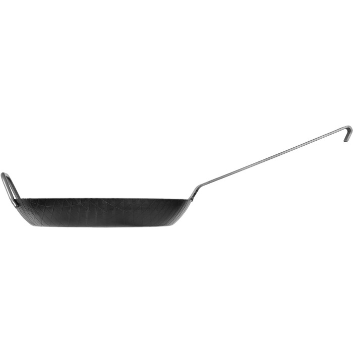 Кована сковорода Ø 32 см, високий обідок, ручка-гачок, ручка-стійка, в т.ч. шпатель гофроване тиснення