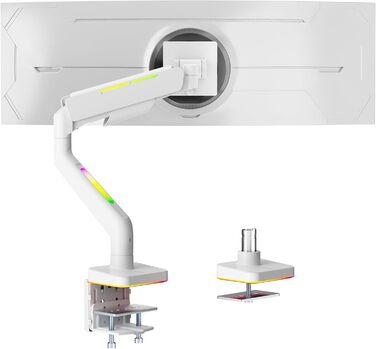 Кріплення для монітора ARES WING Ergonomic RGB, 17-49 дюймів, регульоване по висоті, поворотне, нахильне, RGB LED (білий)