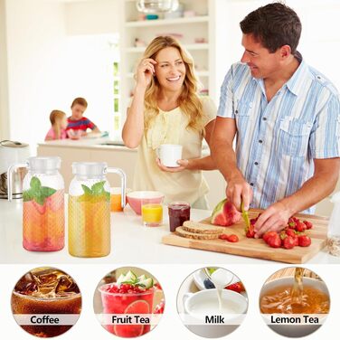 2 шт. глечики для води 1 літр, пластикові глечики з кришкою та ручкою, прозорі глечики для соку, напоїв, кави, чаю, молока, вина