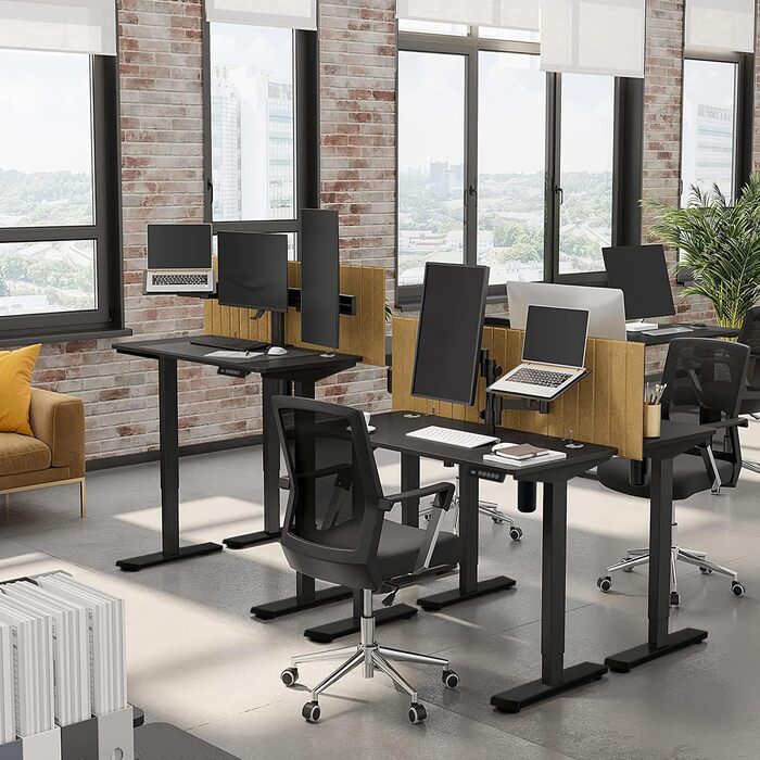 Електричний регульований стіл Flamaker з телескопічною основою (чорний) з пам'яттю