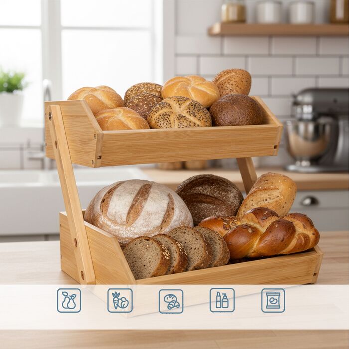 Підставка для рослин Relaxdays з бамбуку, 2 яруси