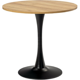 Круглий обідній стіл Cosy - 80x80x75 см, дуб + чорний, для кухні, вітальні, офісу