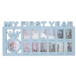 Дитячі фоторамки, 12 місяців, мій перший рік, гірлянда на перший день народження, набір дитячих відбитків пальців, сувенірні рамки, набір для демонстрації декількох зображень, подарунок для нових мам і тат (синій)